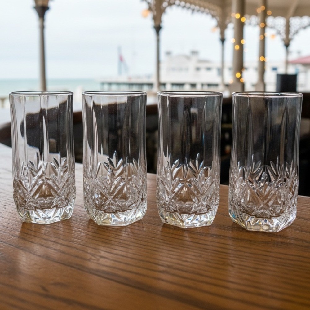 Cristal d' Arques Brighton Crystal 16oz Highball Tumbler Glasses Set of 4